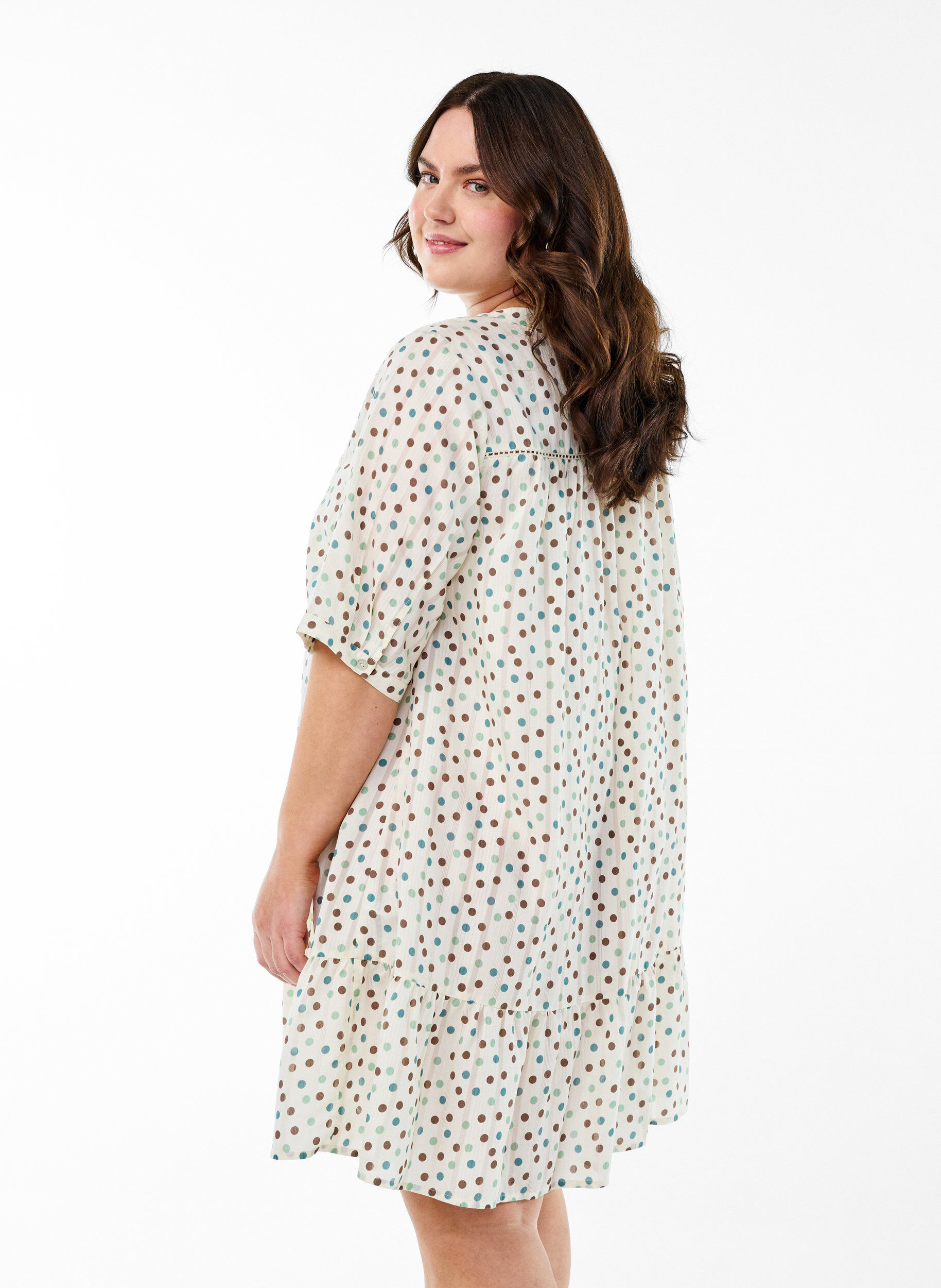 ZizziKurzes Viskosekleid mit Spitzenbesatz und A-Linien-Schnitt, Wei&szlig;, Model image number 2