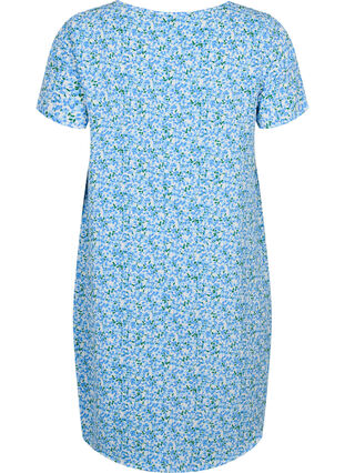 Kleid mit Aufdruck und kurzen Ärmeln, Blue Small Flower, Packshot image number 1