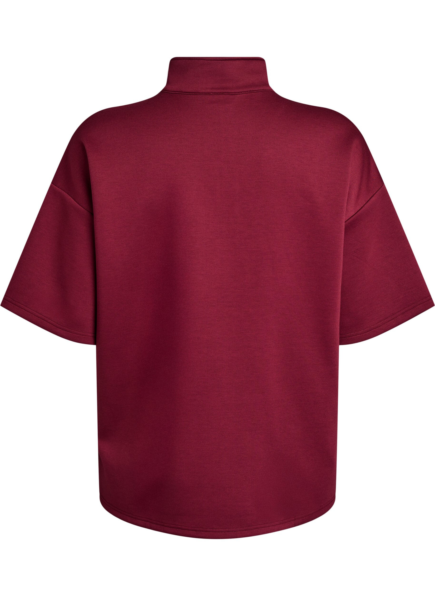 ZizziKurz&auml;rmeliges Sweatshirt mit hohem Kragen, Dunkles Bordeaux, Packshot image number 1