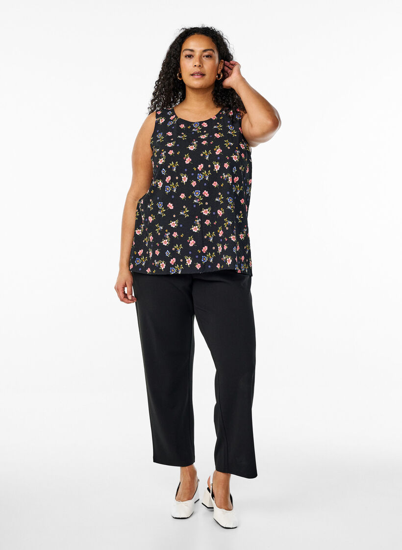 &Auml;rmelloses Top mit Struktur, Schwarz, Model image number 1