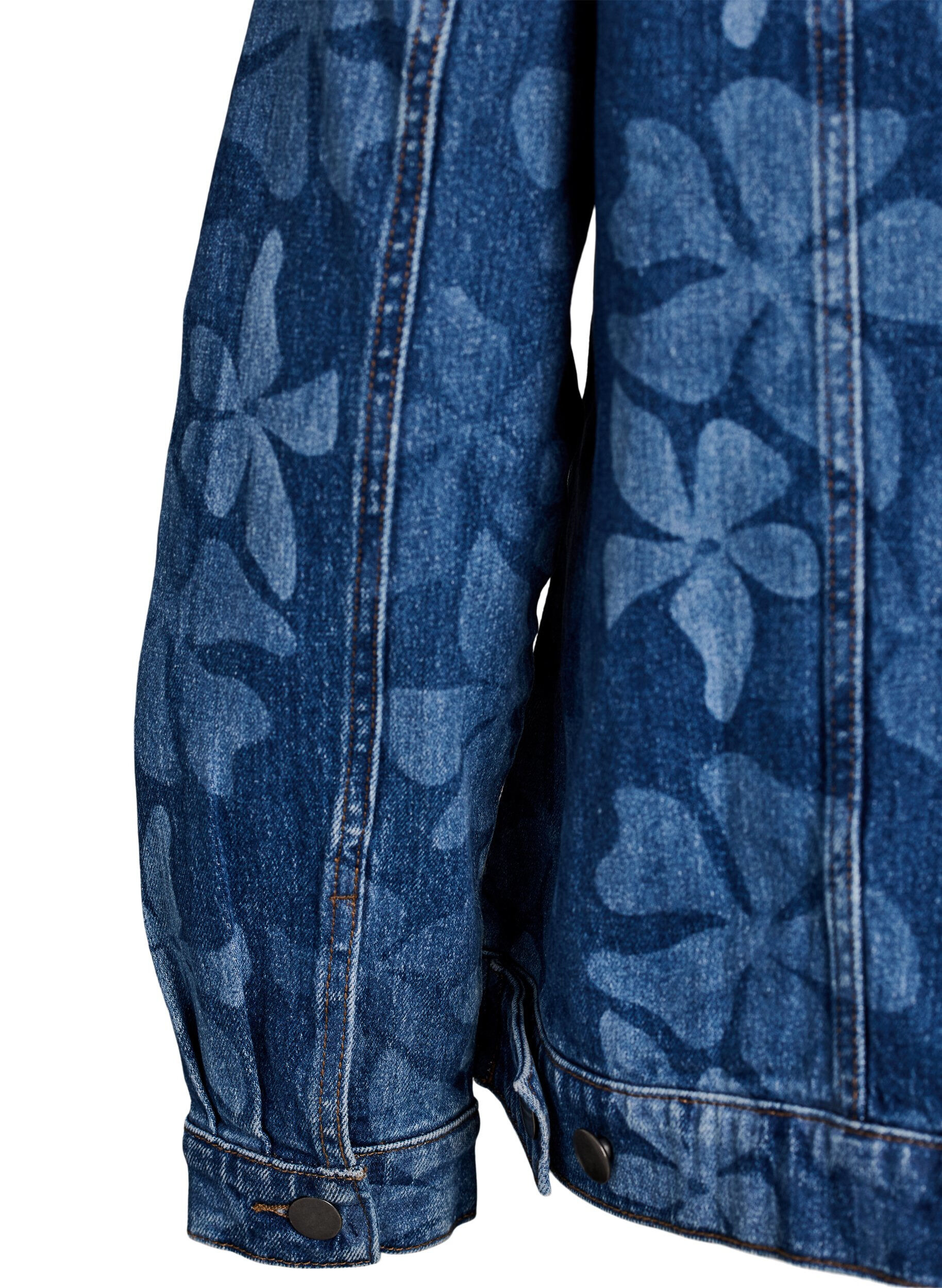 ZizziGebl&uuml;mte Jeansjacke, Blau, Packshot image number 3