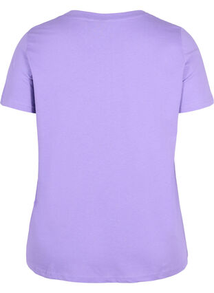 Kurzarm T-Shirt aus Baumwolle mit Aufdruck, Paisley Purple TEXT, Packshot image number 1