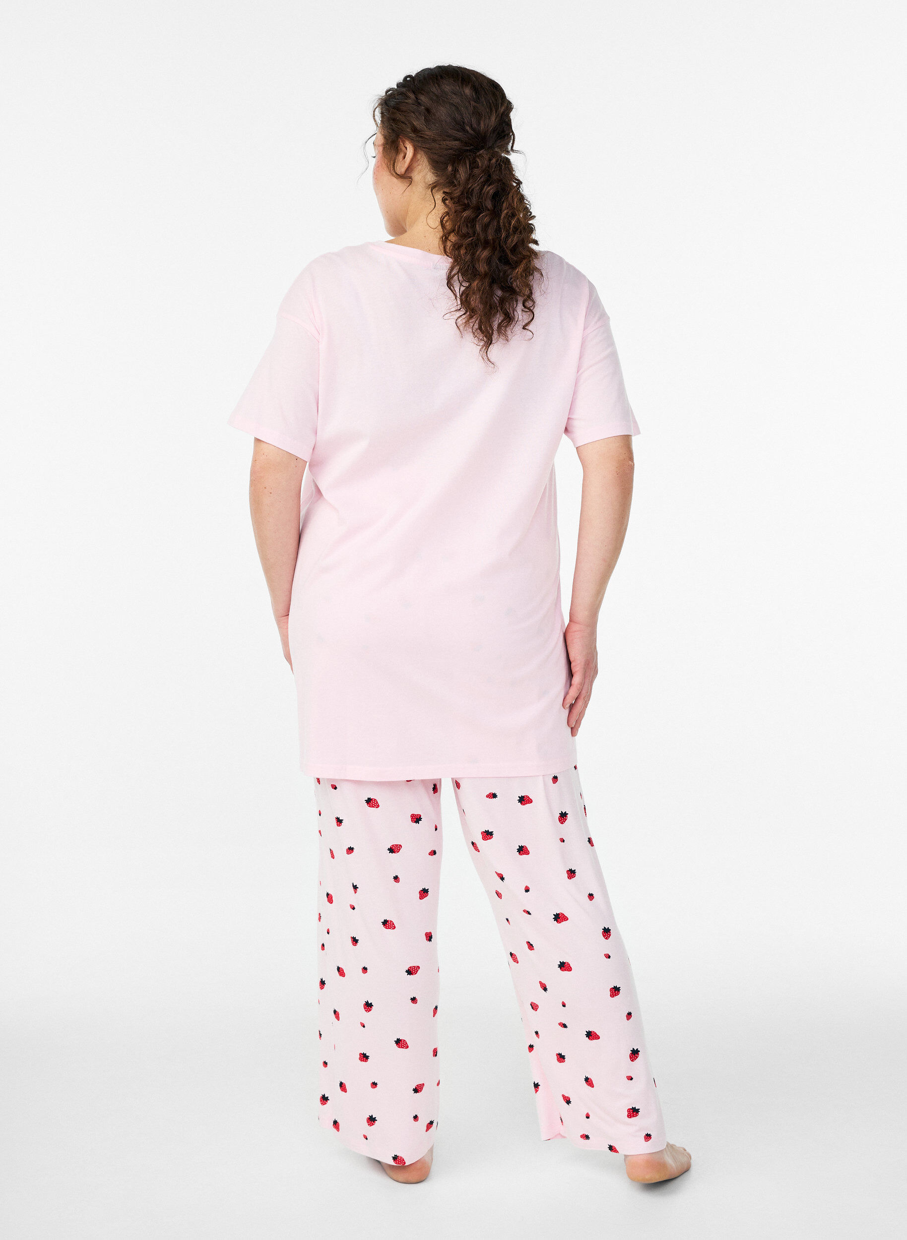 ZizziPyjamahose aus weichem Jersey mit hoher Taille und Frucht-Print, Rot, Model image number 1