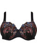 Vorgeformter BH mit Blumenstickerei, Schwarz, Packshot image number 0