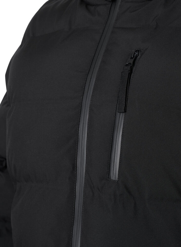 Puffermantel mit Kapuze und Taschen, Schwarz, Packshot image number 2