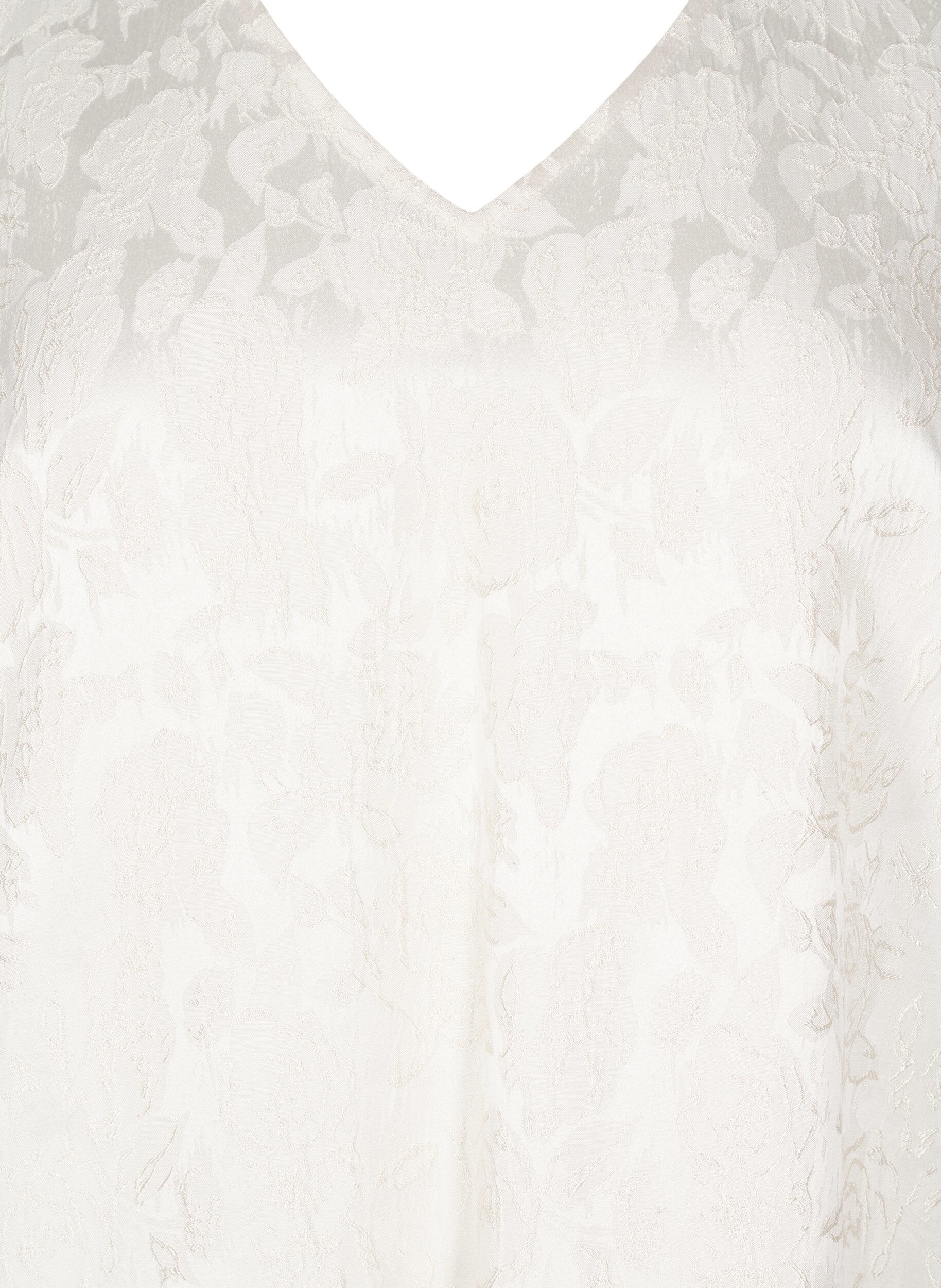 ZizziKnielanges Kleid aus Jacquard mit kurzen &Auml;rmeln, Whisper White, Packshot image number 2