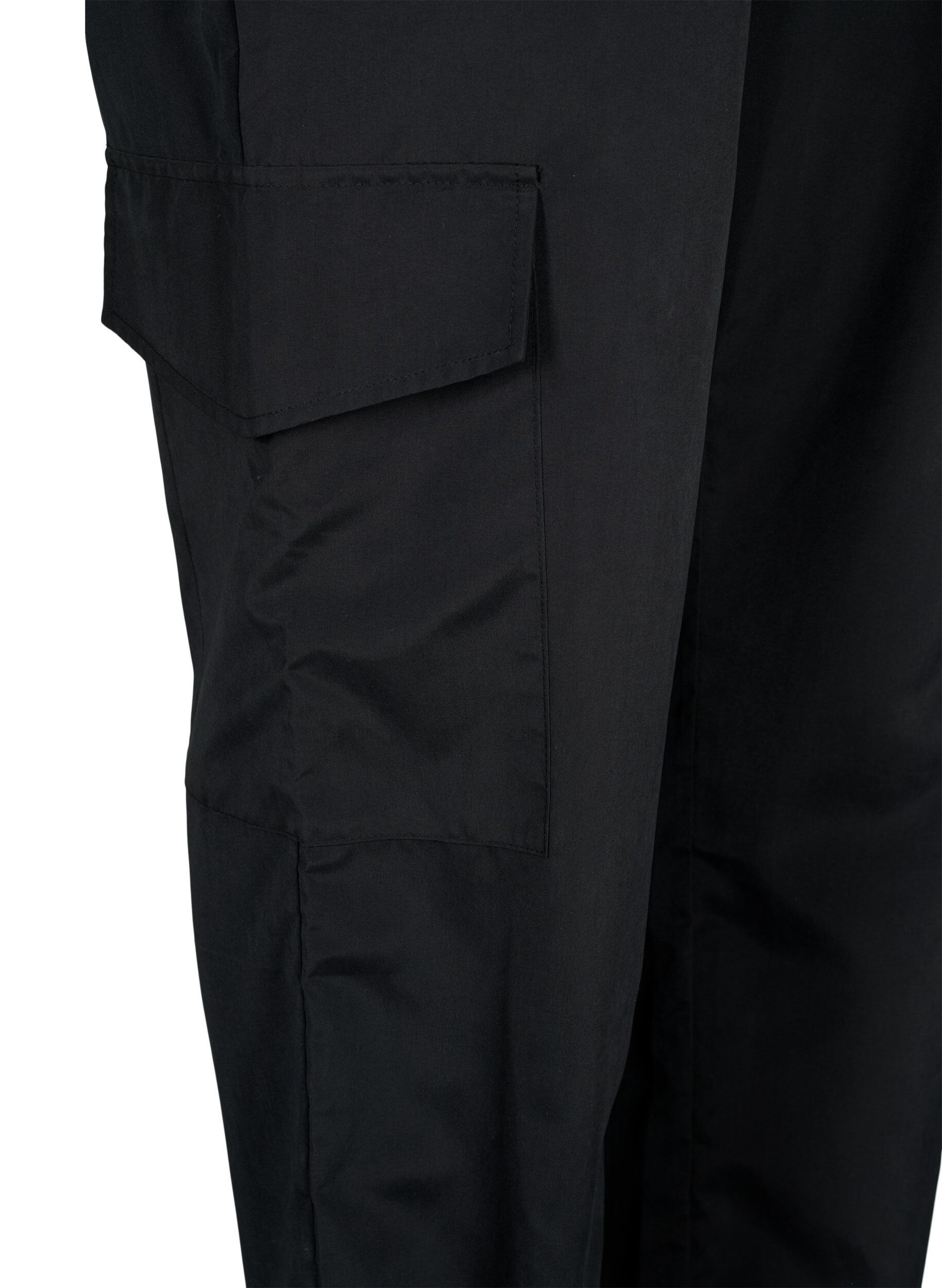ZizziCropped Cargohose mit verstellbarem Gummizug, Black, Packshot image number 3