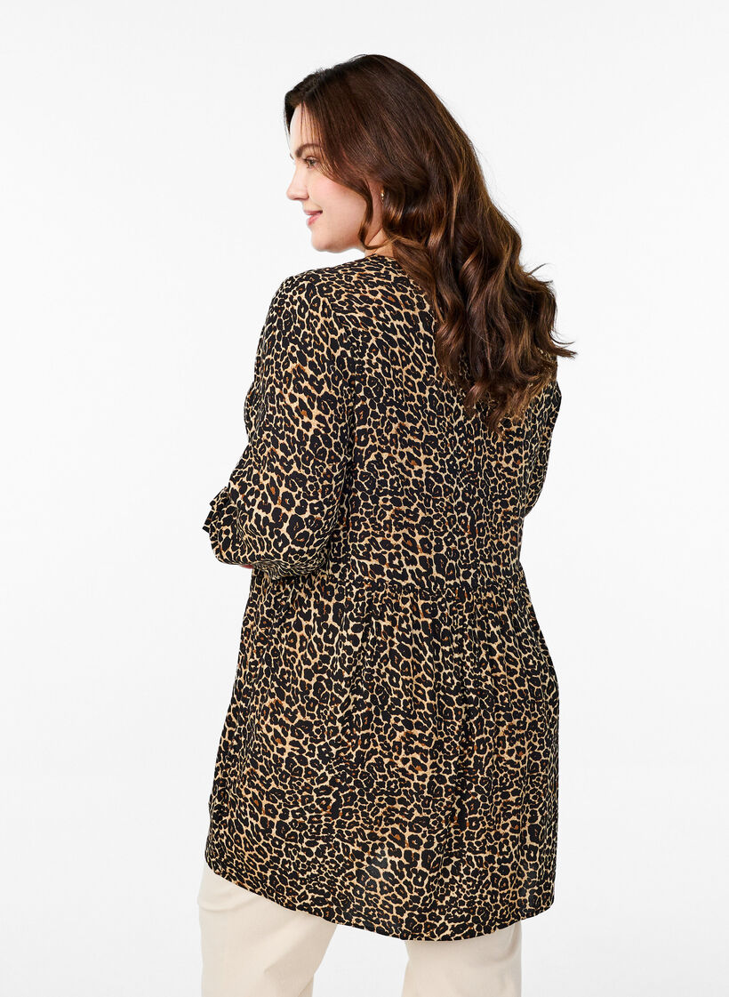 Lang&auml;rmelige Tunika mit Teilungsnaht, Braun, Model image number 2