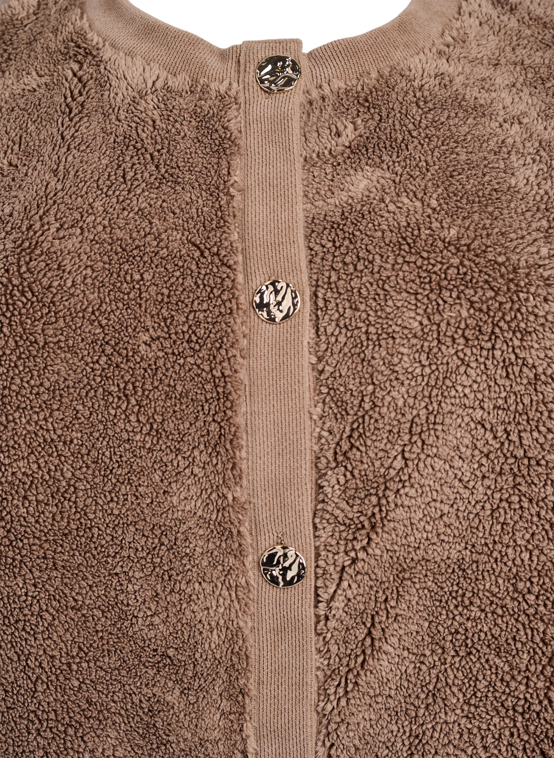 ZizziTeddy-Cardigan mit Zierkn&ouml;pfen, Braun, Packshot image number 2