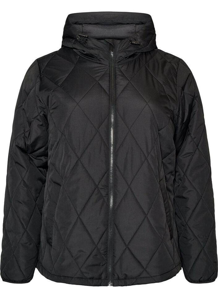 Leicht wattierte Jacke mit Rautensteppung, Schwarz, Packshot image number 0