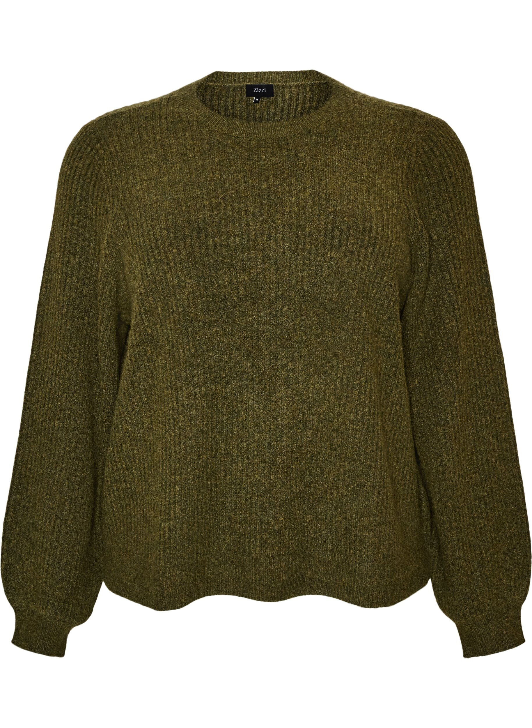 Gerippter Pullover mit Ballon&auml;rmeln