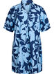 Kleid in Knielänge mit Print und V-Ausschnitt, Blau, Packshot image number 0