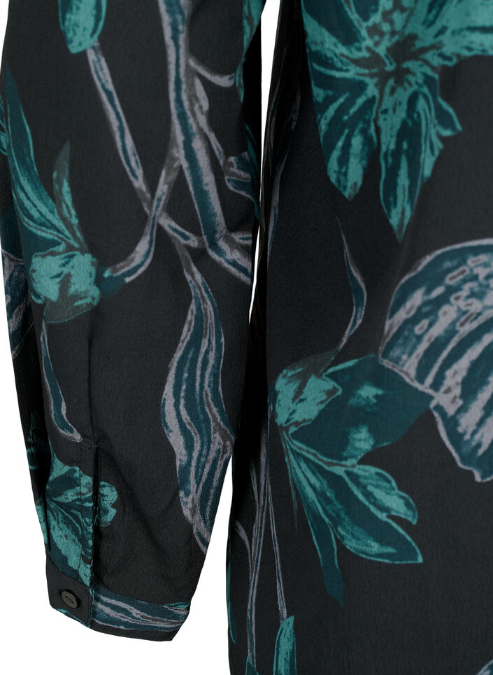 FLASH &ndash; Lang&auml;rmlige Bluse mit Druck, Black Scarab Flower, Packshot image number 3