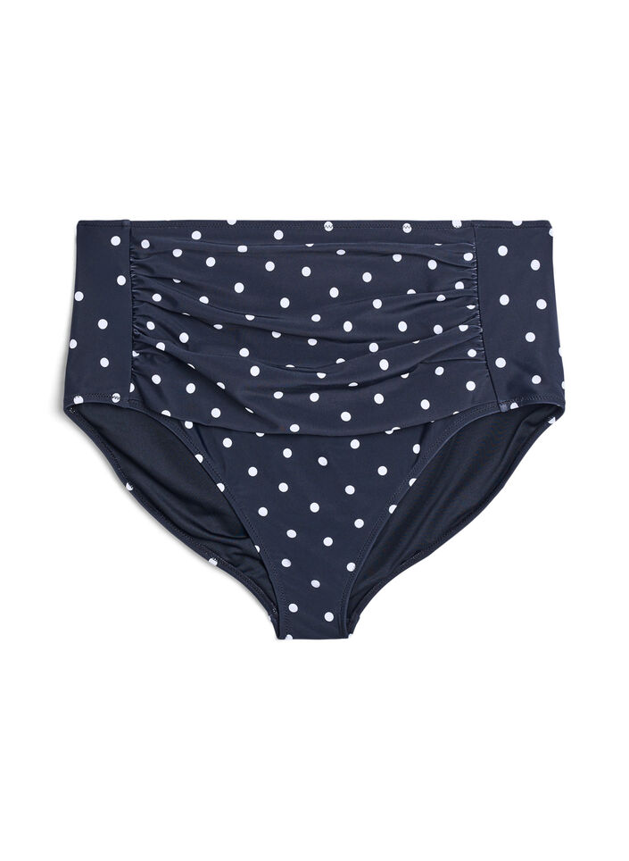 Hoch taillierte Bikinihose mit Polka Dots, Schwarz, Packshot image number 0