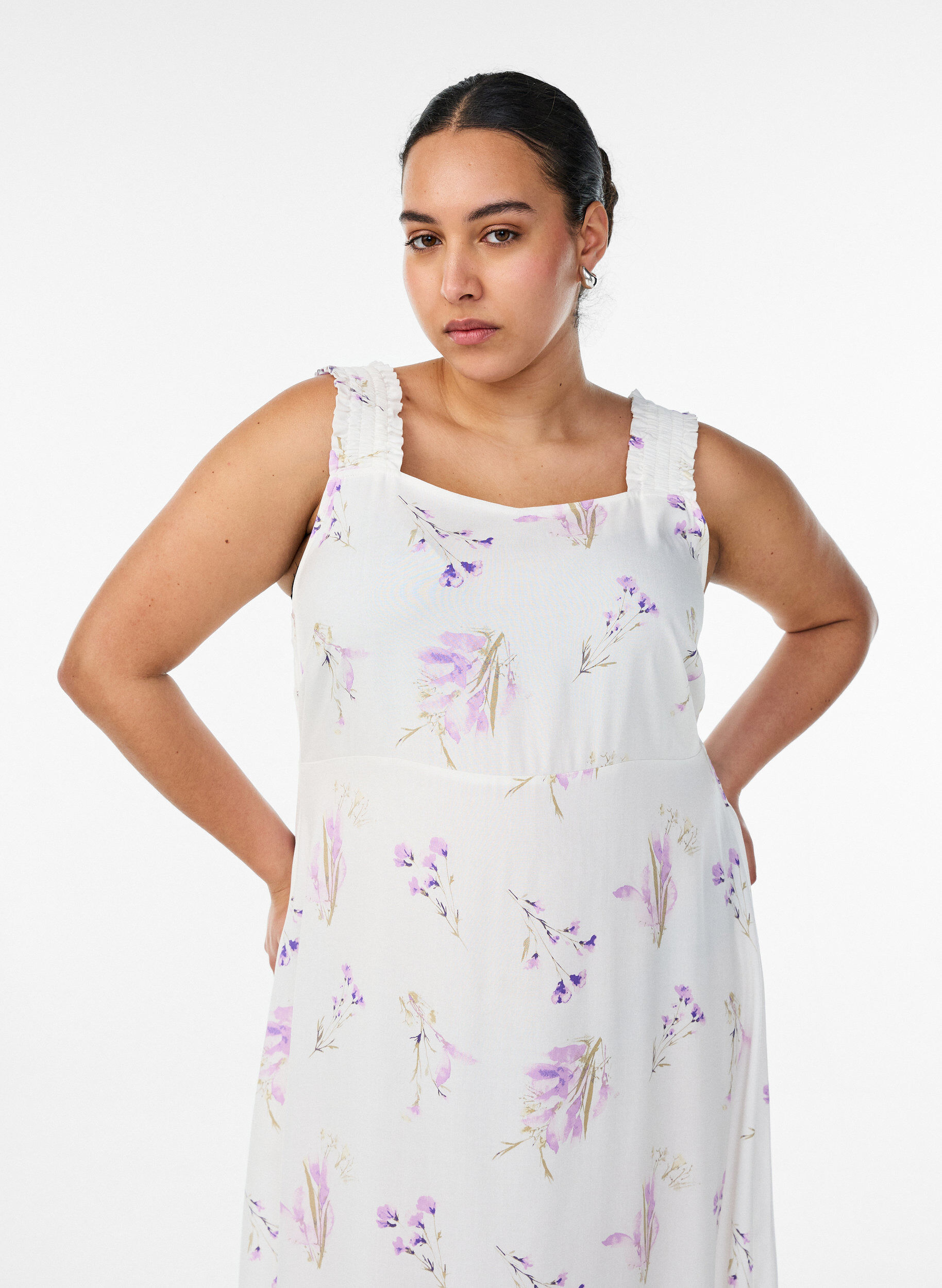 ZizziSommerkleid mit breiten Tr&auml;gern, Wei&szlig;, Model image number 2