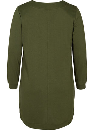 Sweatshirt-Kleid mit V-Ausschnitt, Khaki Green , Packshot image number 1