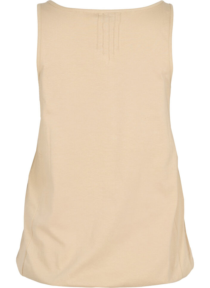 Einfarbiges Baumwolltop mit elastischem Bündchen, Humus, Packshot image number 1