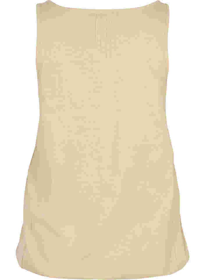 Einfarbiges Baumwolltop mit elastischem Bündchen, Humus, Packshot image number 1