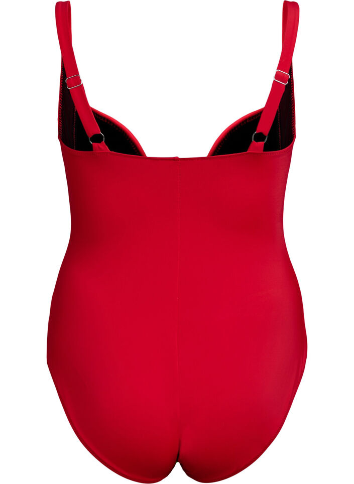 Wattierter Badeanzug mit Drapierung, Rot, Packshot image number 1