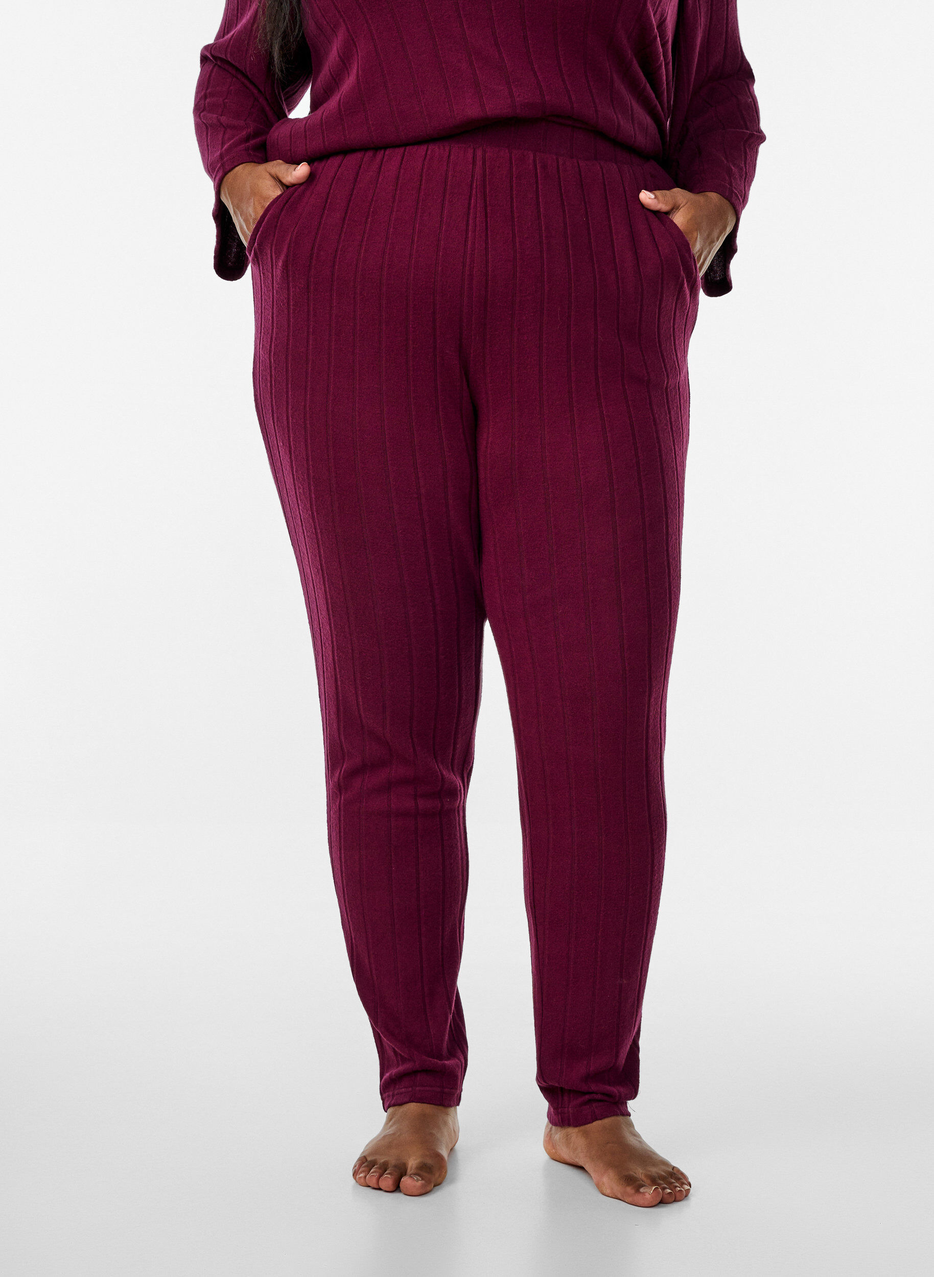 ZizziLoungehose mit Taschen, Dunkles Bordeaux, Model image number 2
