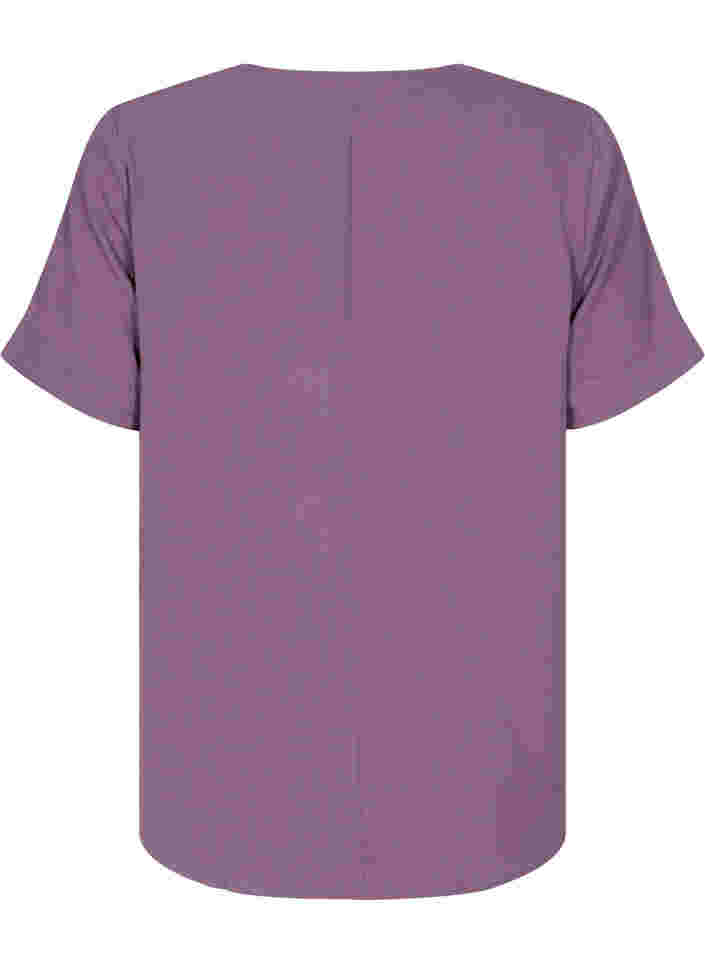 Kurzärmelige Bluse mit V-Ausschnitt, Vintage Violet, Packshot image number 1