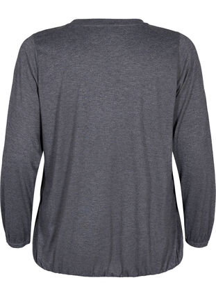 Melierte-Bluse mit langen Ärmeln und V-Ausschnitt, Dark Grey Melange, Packshot image number 1