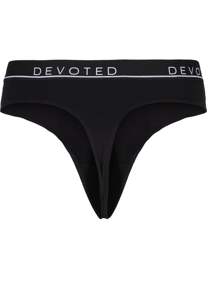 Baumwoll-G-String mit regulärer Taille, Schwarz, Packshot image number 1