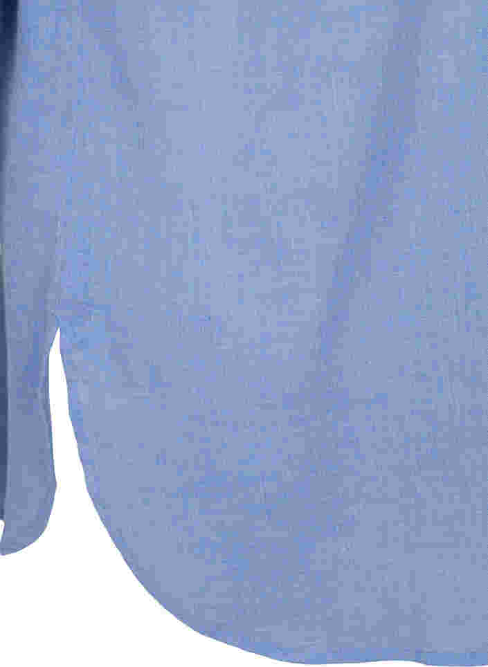 Lange Hemdbluse mit 3/4-Ärmeln und V-Ausschnitt, Ultramarine, Packshot image number 3
