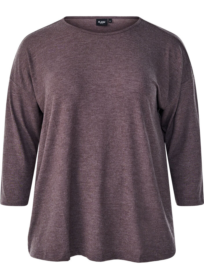 Bluse aus Jersey mit 3/4-&Auml;rmeln, Braun, Packshot image number 0