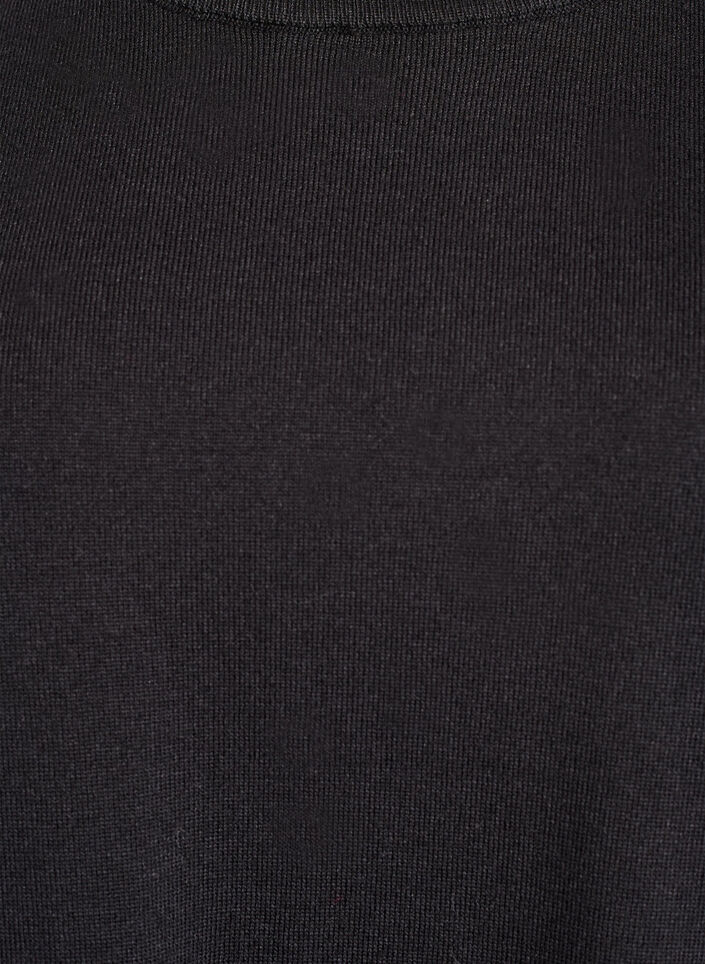 Fein gestrickte Bluse mit kurzen &Auml;rmeln, Schwarz, Packshot image number 2