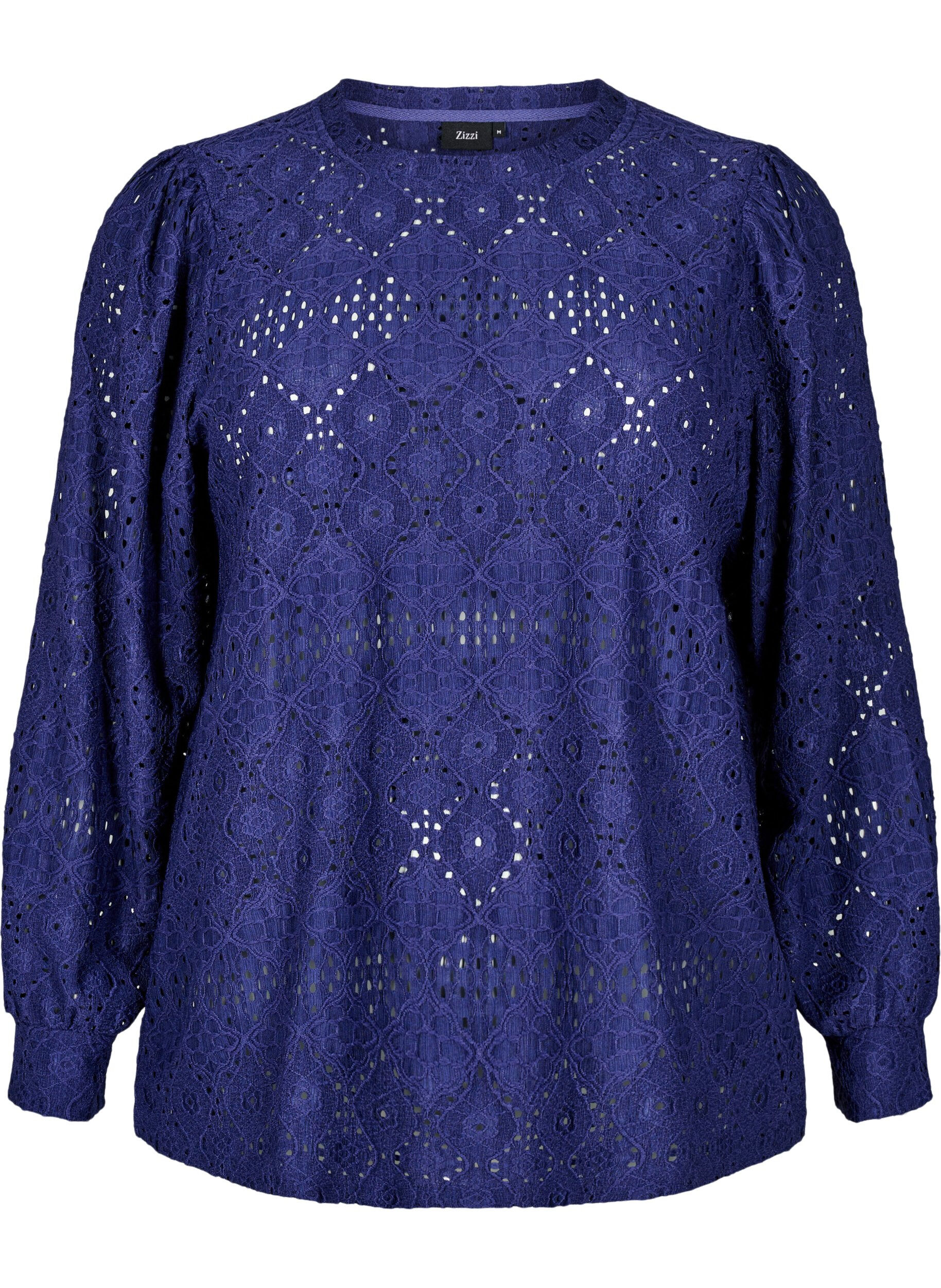 ZizziLang&auml;rmlige Bluse mit Lochmuster, Lila, Packshot image number 0