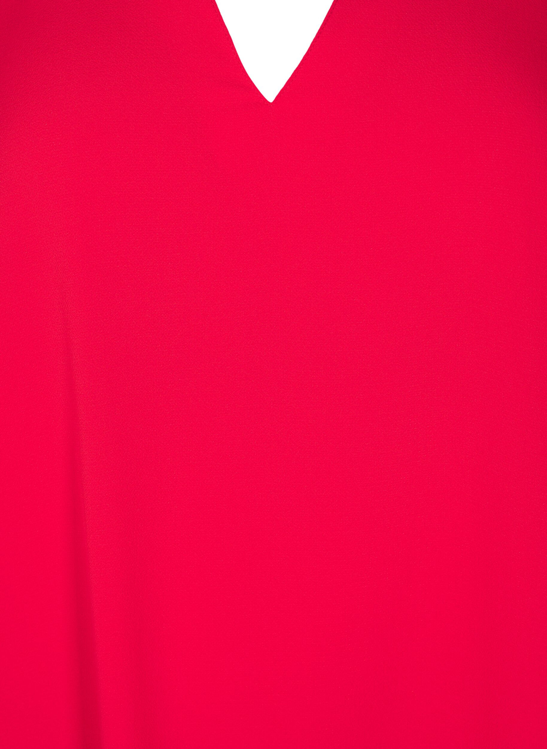 ZizziKurz&auml;rmlige Bluse mit V-Ausschnitt, Rot, Packshot image number 2