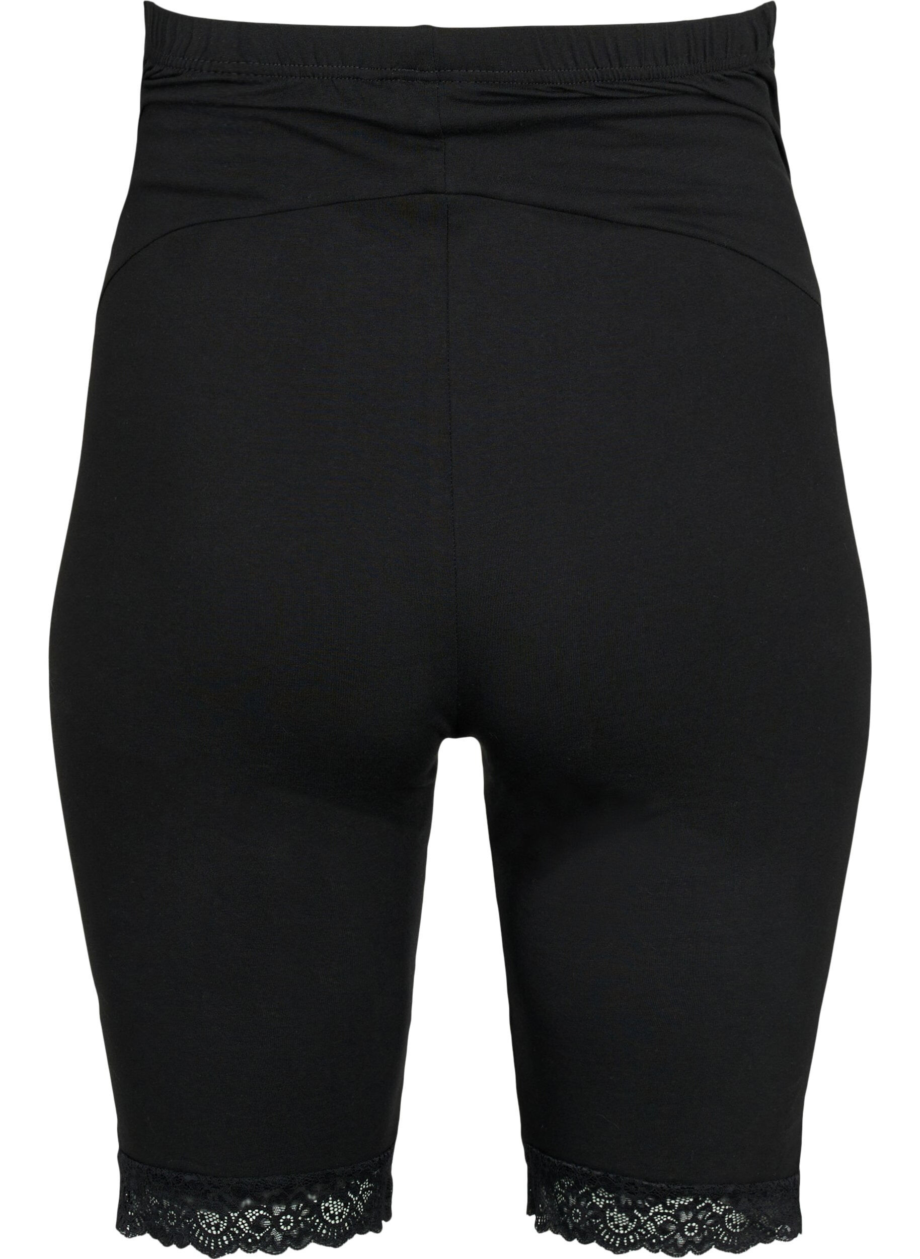 ZizziRadlershorts f&uuml;r Schwangere mit Spitzenrand, Black, Packshot image number 1