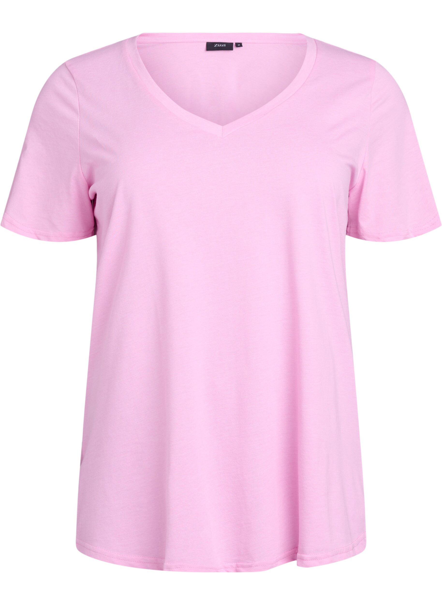 ZizziKurz&auml;rmeliges T-Shirt mit V-Ausschnitt, Pink, Packshot image number 0