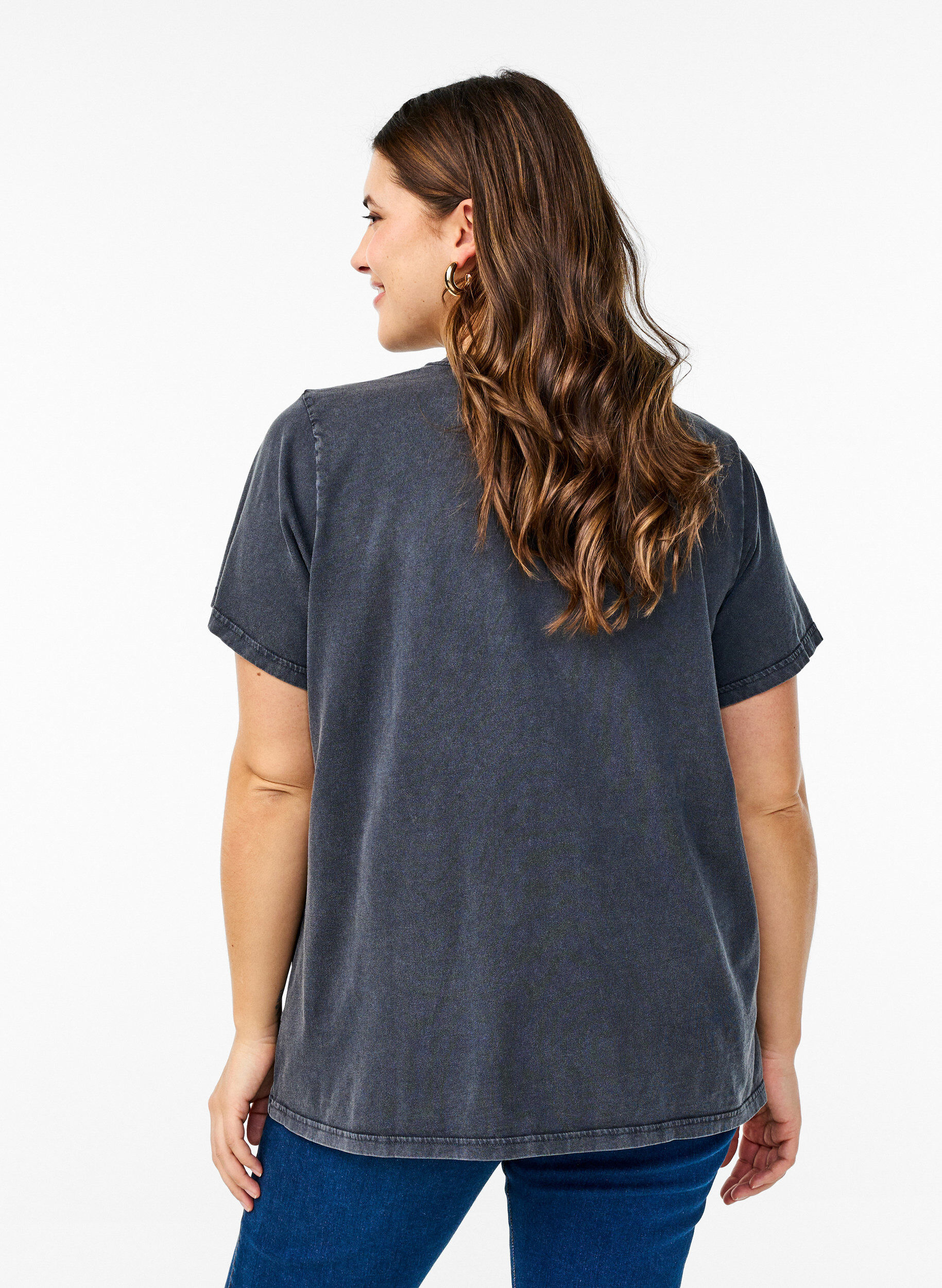 ZizziT-Shirt aus Bio-Baumwolle mit Grafikprint, Grau, Model image number 2