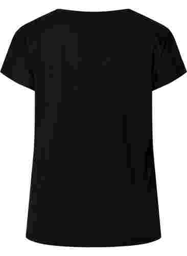 Trainingsshirt mit kurzen Ärmeln und Print, Black/Pink Print, Packshot image number 1