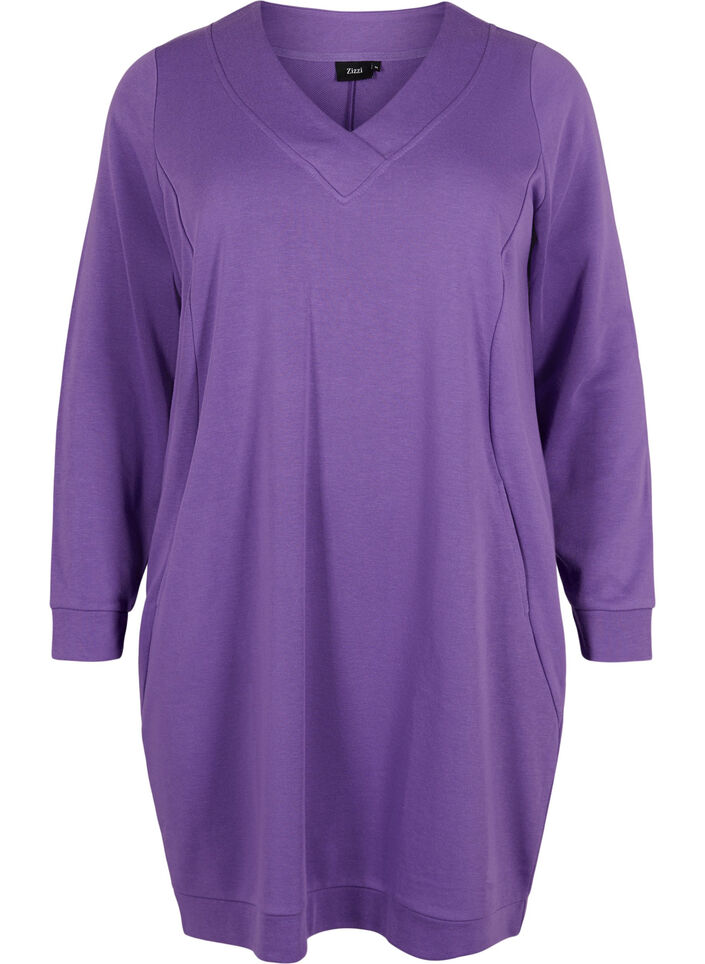 Pulloverkleid mit V-Ausschnitt, Deep Lavender, Packshot image number 0