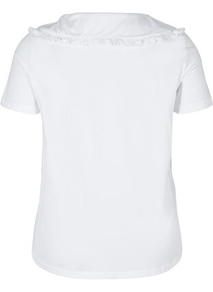 Kurzarm T-Shirt aus Baumwolle mit Kragen, Bright White, Packshot image number 1