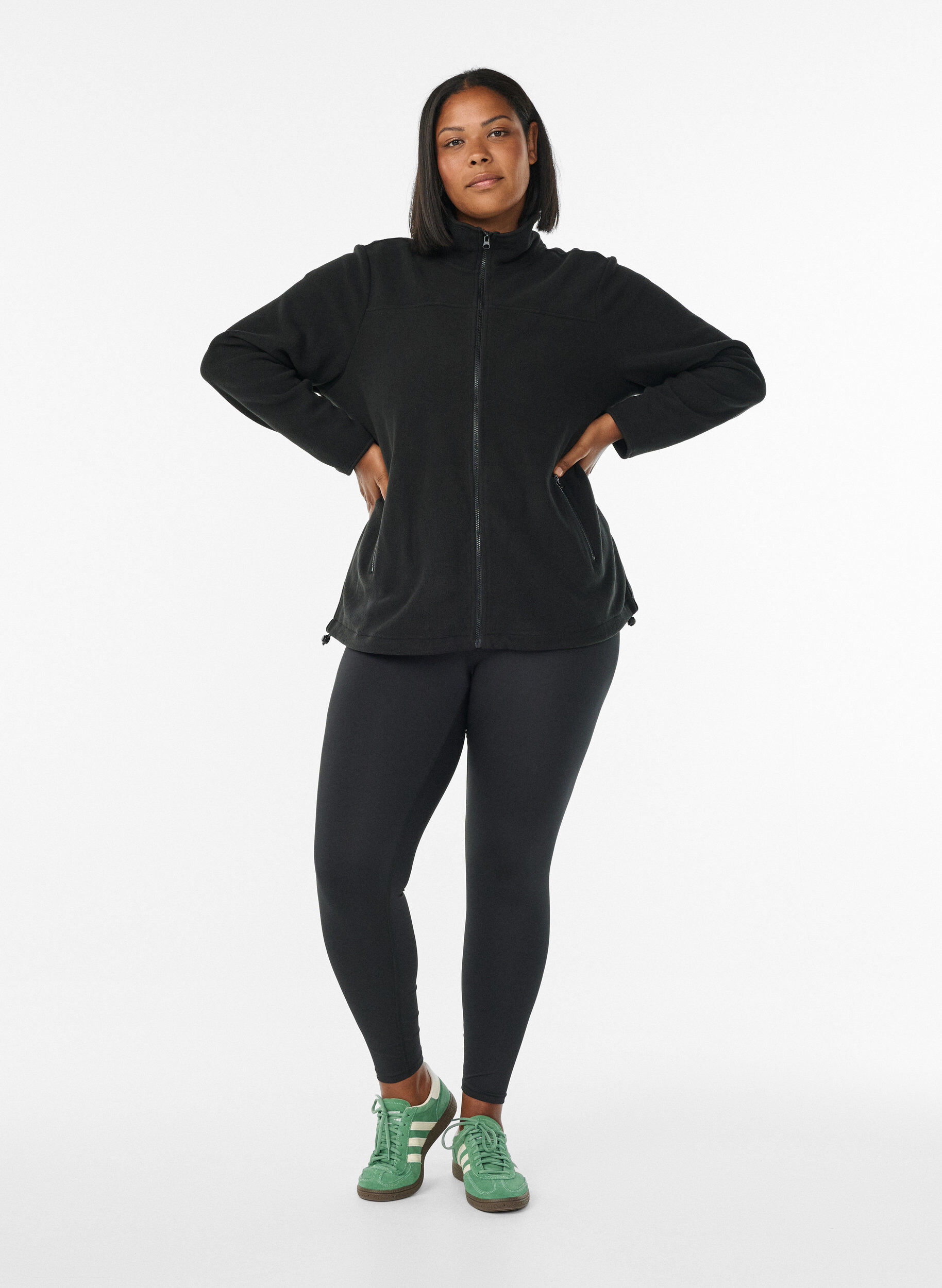 ZizziFleecejacke mit Taschen, Schwarz, Model image number 1