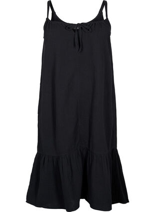 Langes Strandkleid aus Baumwolle, Black, Packshot image number 0