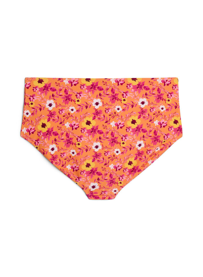 Hoch taillierte Bikinihosen mit Muster, Orange, Packshot image number 1