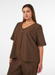 Bluse mit Glitzer und V-Ausschnitt, Braun, Model image number 0