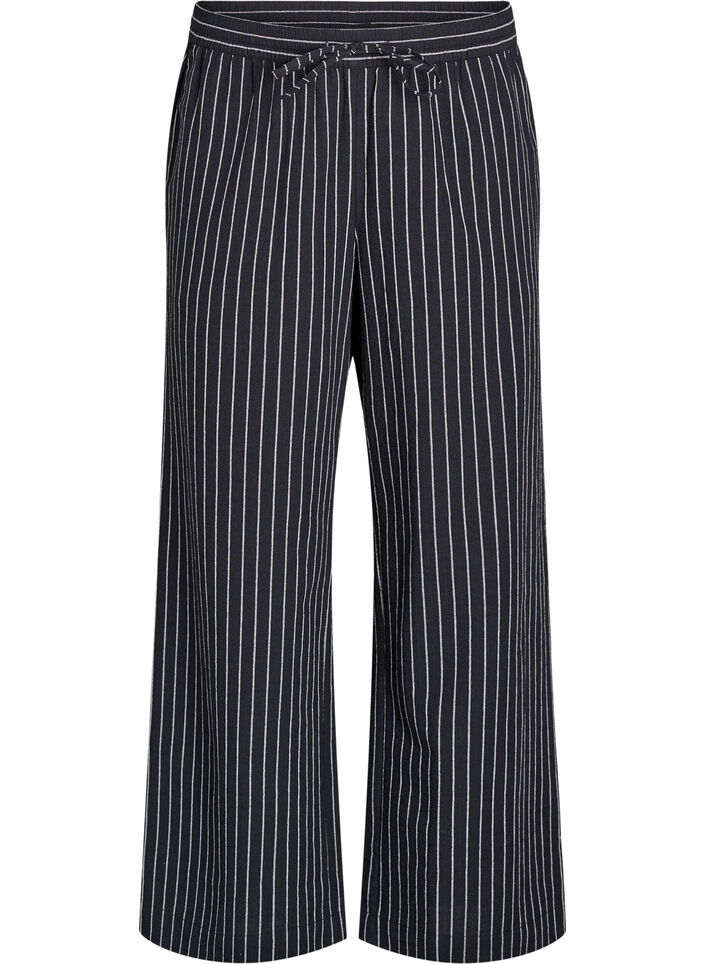 Lockere Hose mit hohem Bund und Taschen, Schwarz, Packshot image number 0