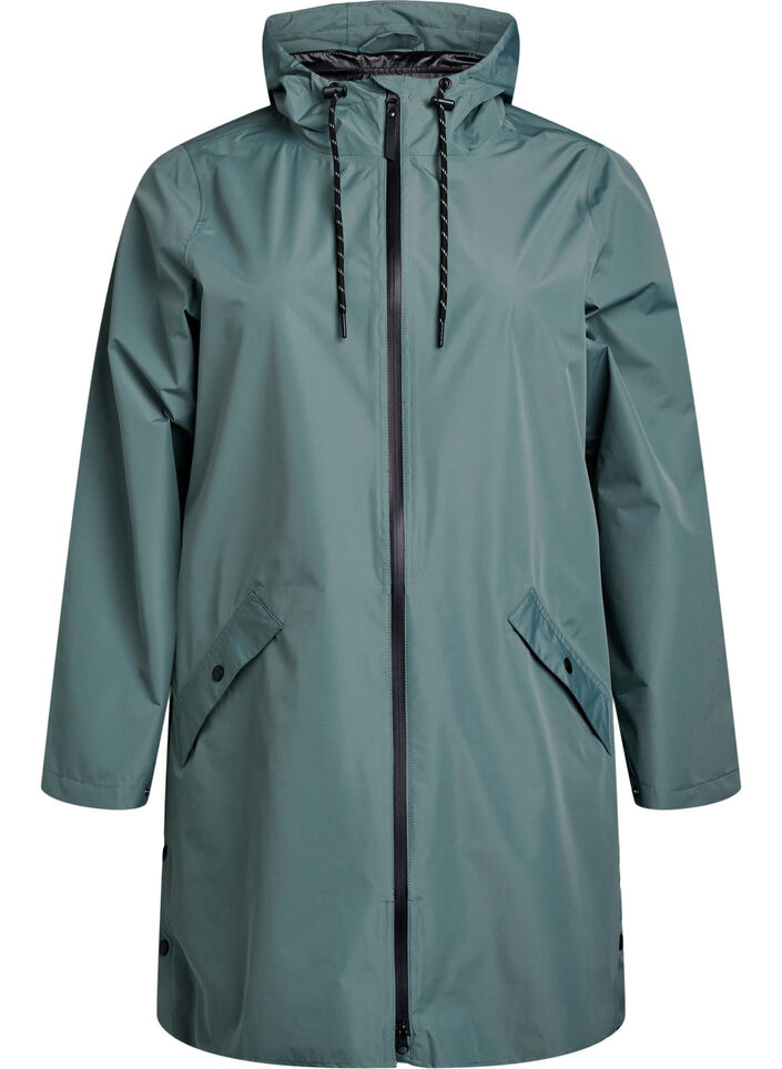Regenjacke mit Taschen und Kapuze, Gr&uuml;n, Packshot image number 0
