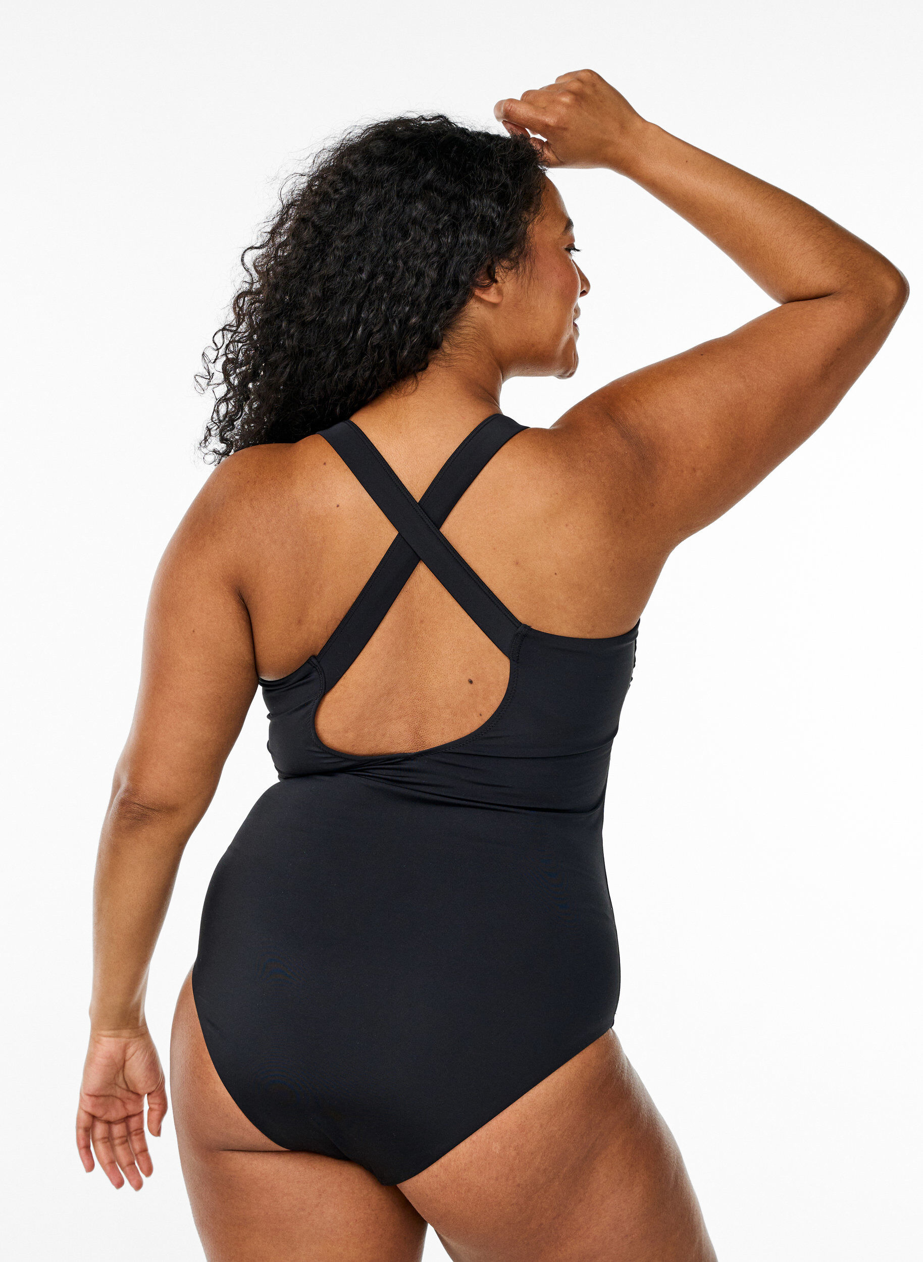ZizziBadeanzug mit gekreuzten Tr&auml;gern, Schwarz, Model image number 1