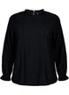 Bluse mit Rüschendetails und einem Ton in Ton gehaltenen Muster, Black, Packshot image number 0