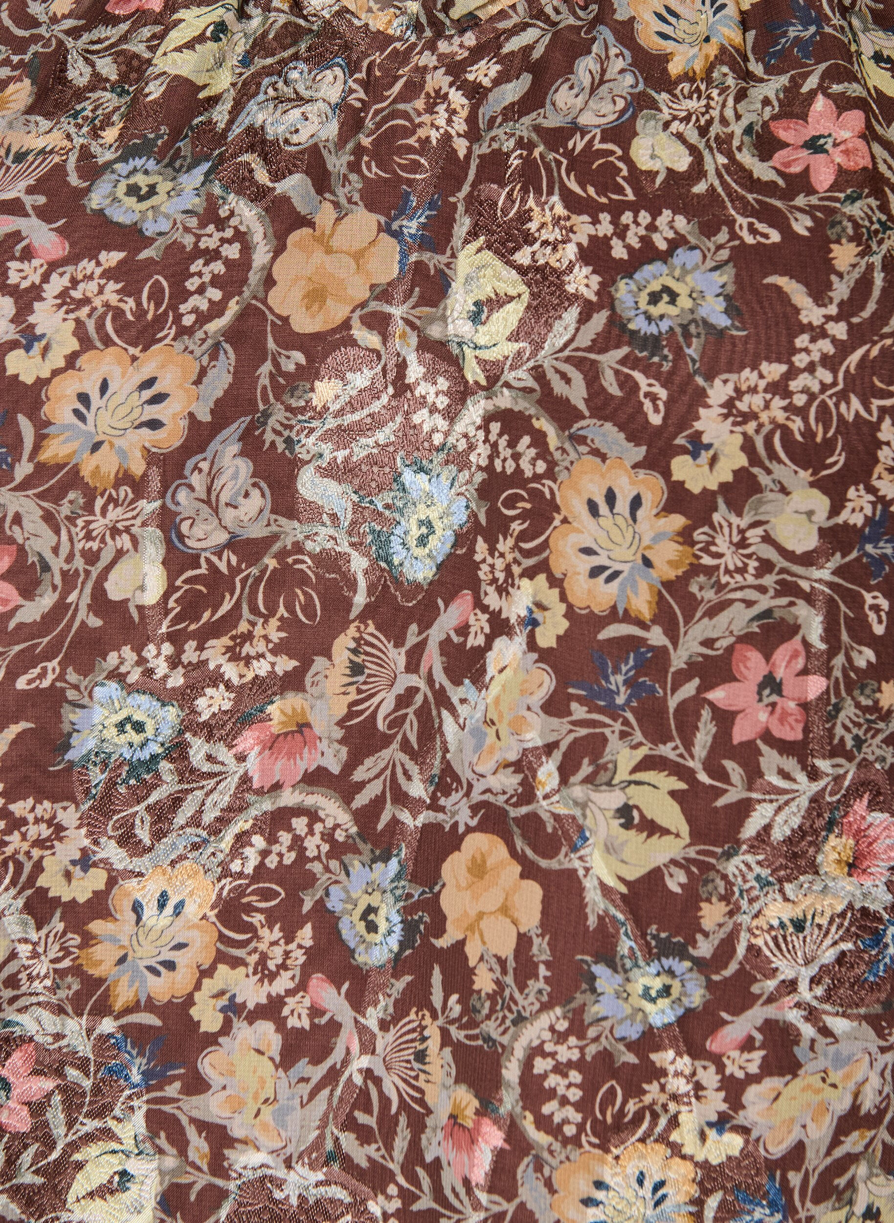 ZizziKleid aus Chiffon mit gebl&uuml;mtem Print und R&uuml;schenlagen, Braun, Packshot image number 2