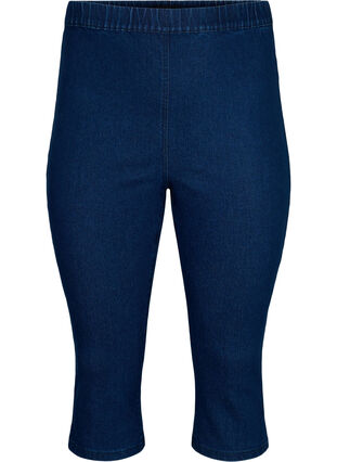 FLASH - Hoch taillierte Capri-Hose aus Denim mit Slim Fit, Blue denim, Packshot image number 0