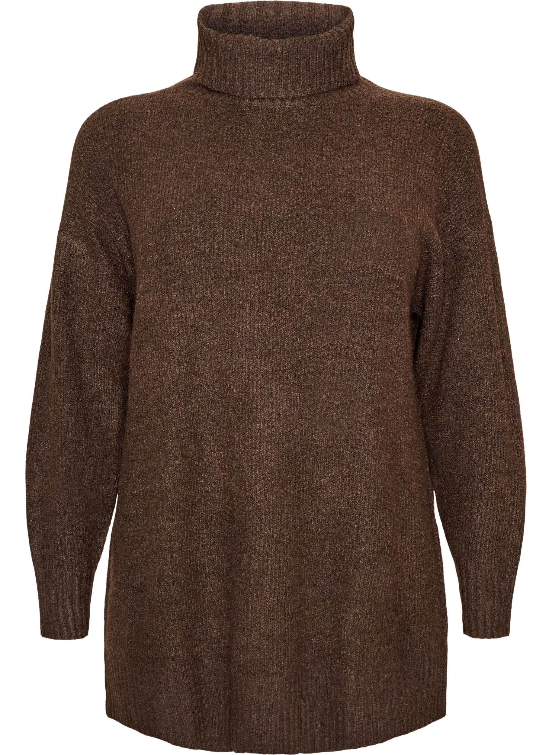 ZizziLocker gestrickter Pullover mit Rollkragen, Braun, Packshot image number 0