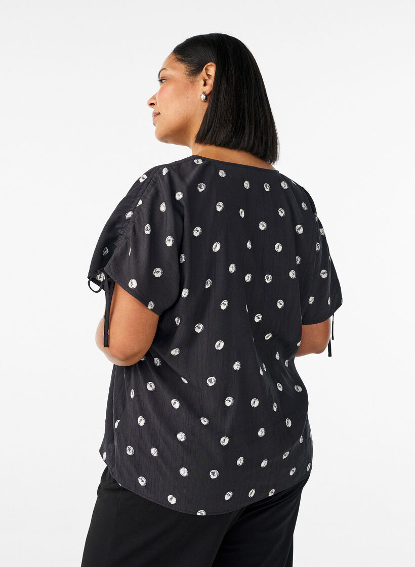 Bluse aus Viskose mit gerafften &Auml;rmeln, Schwarz, Model image number 2